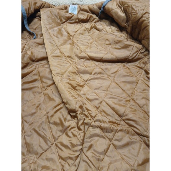 Dickies Jacket Mens Large Brown Canvas Quilted Lined Hooded Workwear Full Zip - Picture 6 of 8